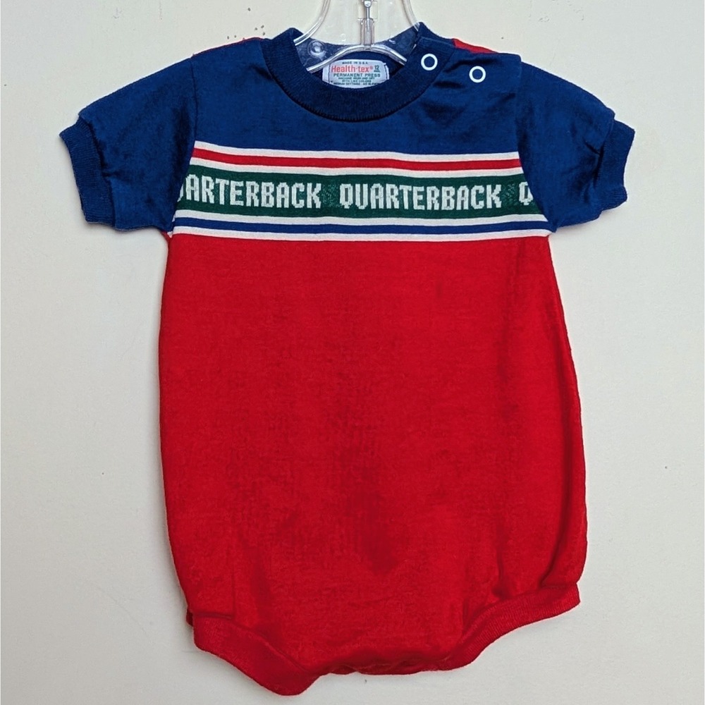 Vintage Healthtex 80s One Piece Shirt Color Block Football Quarterback 12 Months